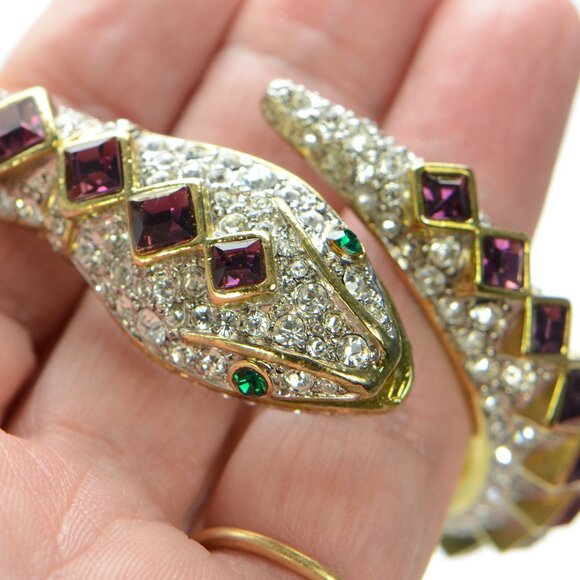 Vintage Kenneth Jay Lane Crystal Snake Bracelet - Picture 7 of 11